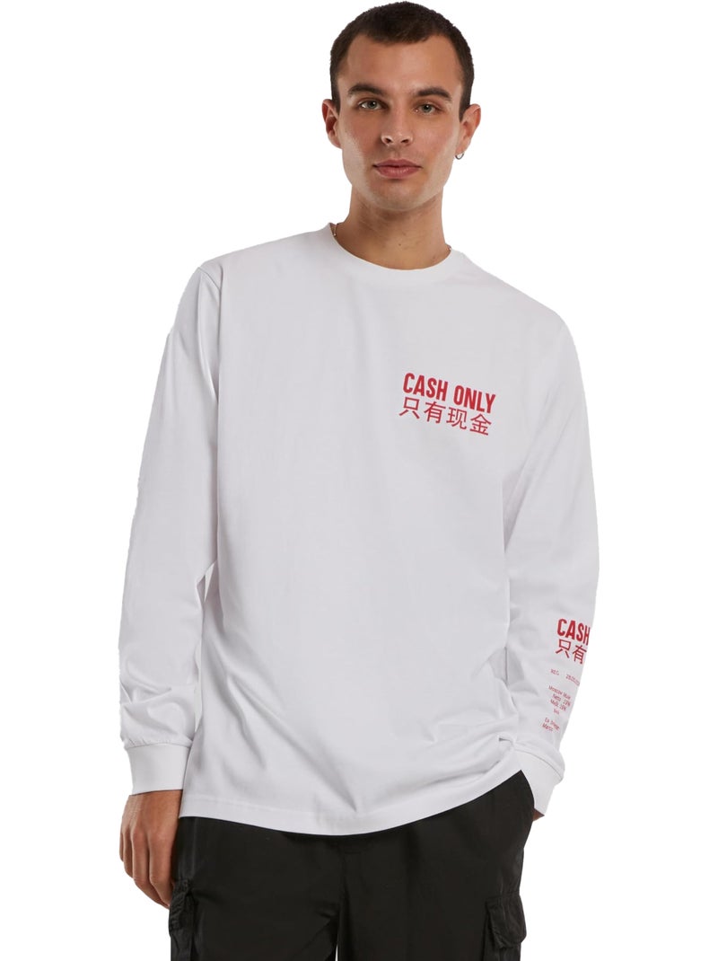 T-shirt manches longues cash only - mister tee Blanc - Kiabi