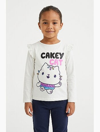 T-shirt manches longues cassé fille gabby's dollhouse - licence officielle