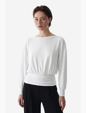 T-shirt manches longues col bateau détail taille en modal penti