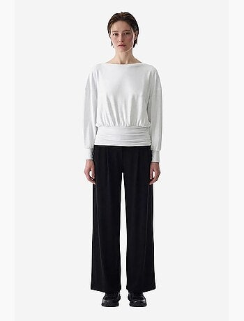 T-shirt manches longues col bateau détail taille en modal penti