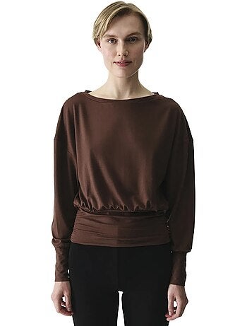 T-shirt manches longues col bateau détail taille en modal penti