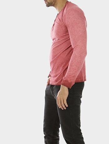 T-shirt manches longues col boutonné