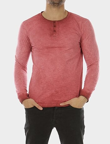 T-shirt manches longues col boutonné