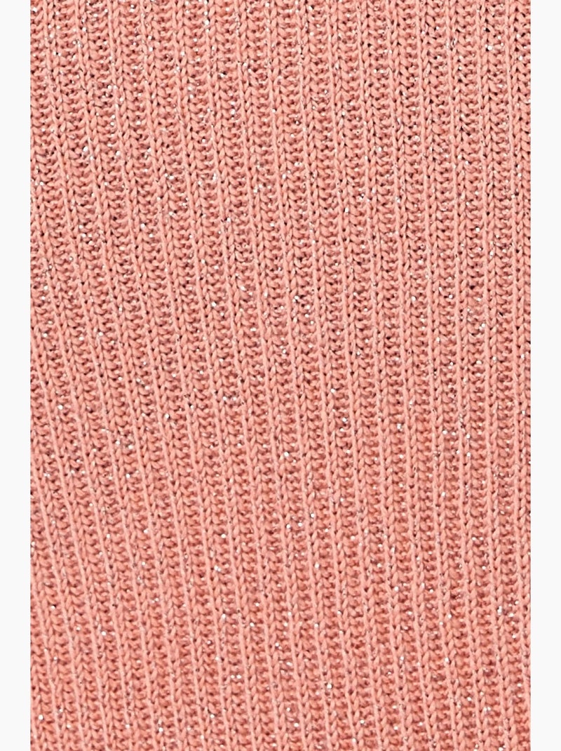 T-shirt manches longues col carré en maille hiccup Rose - Kiabi
