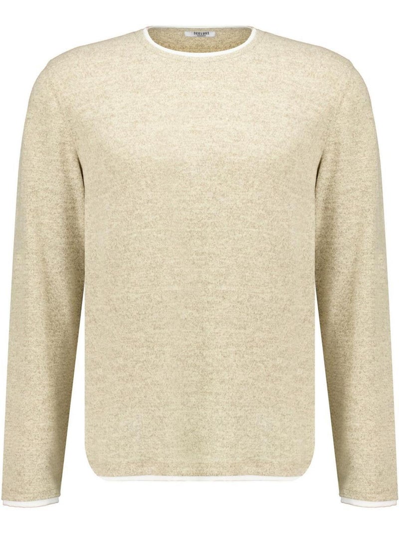 T-shirt manches longues col rond coton 'Deeluxe' Gris taupe - Kiabi