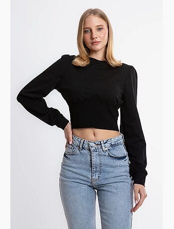 T-shirt manches longues col rond détails hiccup