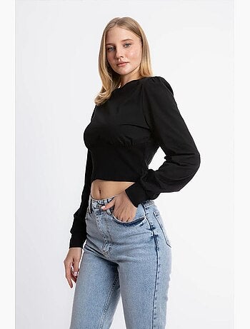T-shirt manches longues col rond détails hiccup