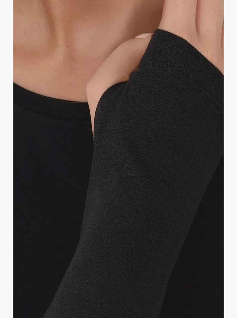 T-shirt manches longues col rond élastique hiccup Noir - Kiabi