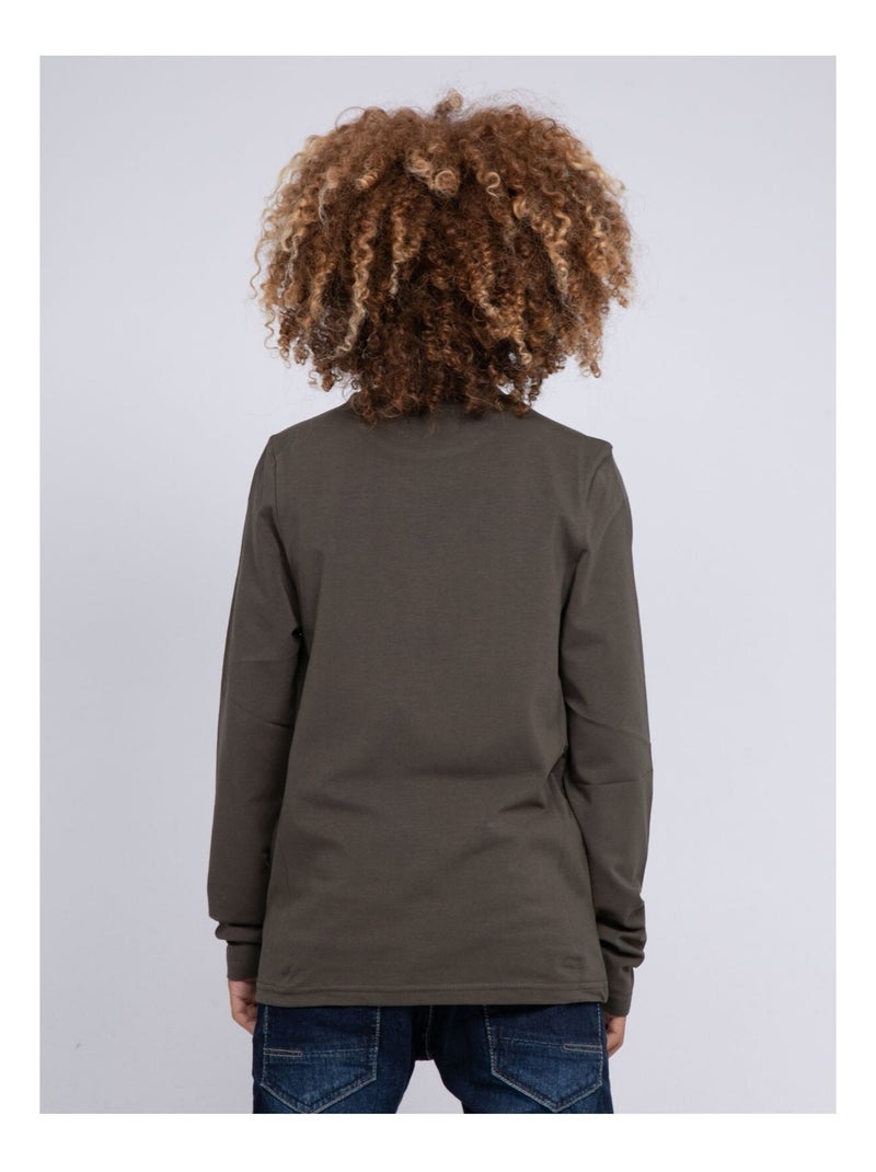 T-shirt manches longues col rond JANOUKA-J Kaki - Kiabi