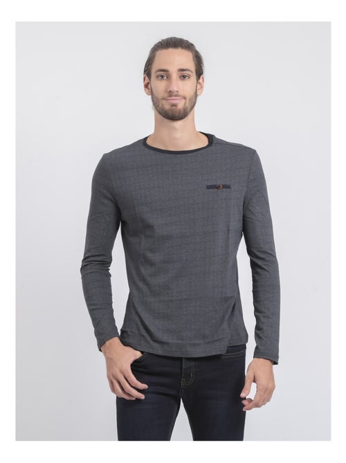 T-shirt manches longues col rond pur coton JACOU - Kiabi