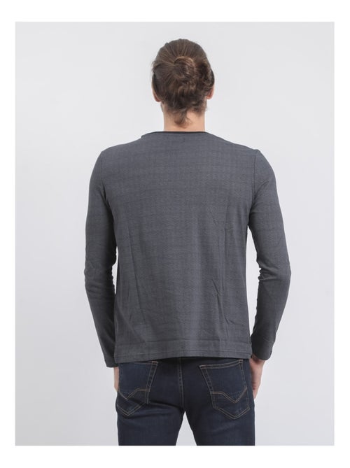 T-shirt manches longues col rond pur coton JACOU - Kiabi