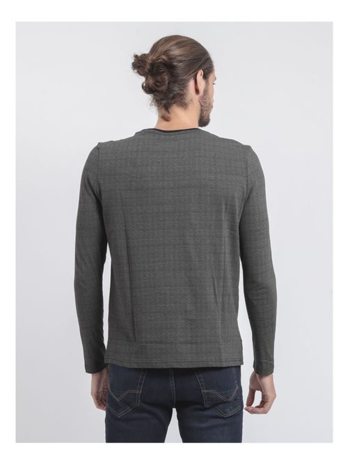 T-shirt manches longues col rond pur coton JACOU - Kiabi