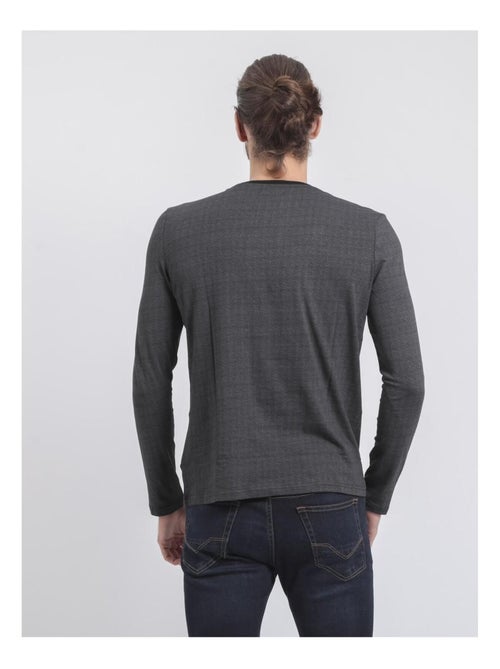 T-shirt manches longues col rond pur coton JACOU - Kiabi