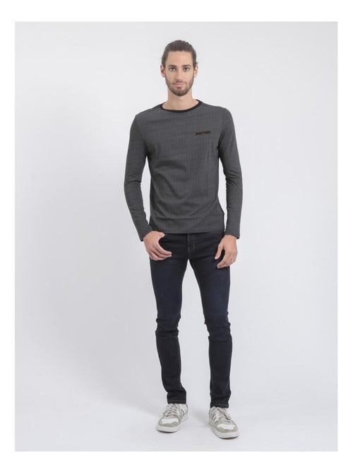 T-shirt manches longues col rond pur coton JACOU - Kiabi