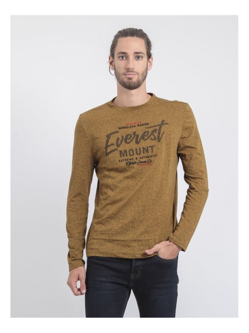 T-shirt manches longues col rond pur coton JAMACLOU - Kiabi