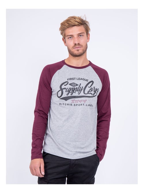 T-shirt manches longues col rond pur coton JANDAT - Kiabi