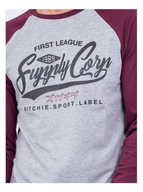 T-shirt manches longues col rond pur coton JANDAT - Kiabi