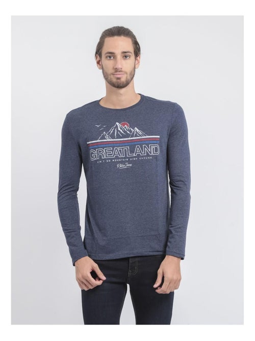 T-shirt manches longues col rond pur coton JORIMUX - Kiabi