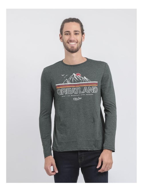 T-shirt manches longues col rond pur coton JORIMUX - Kiabi