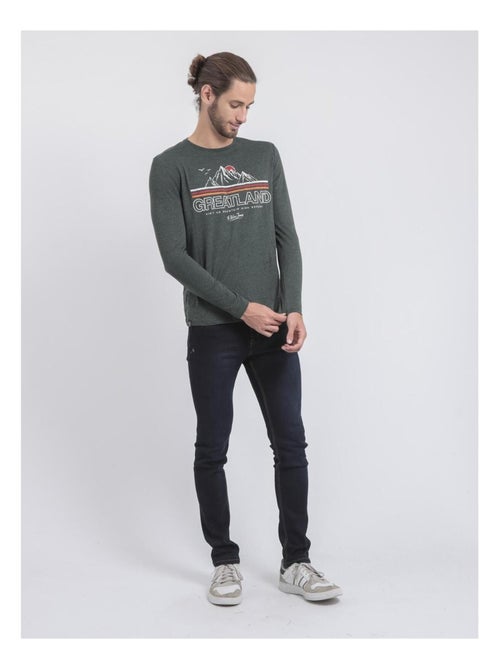 T-shirt manches longues col rond pur coton JORIMUX - Kiabi