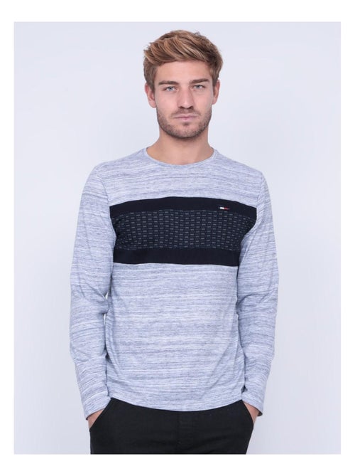T-shirt manches longues col rond pur coton JULOS - Kiabi