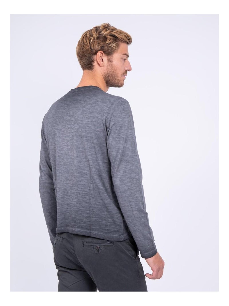 T-shirt manches longues col rond pur coton JUMAPAL Gris - Kiabi