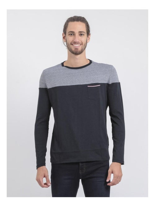 T-shirt manches longues col rond pur coton JUPINEL - Kiabi