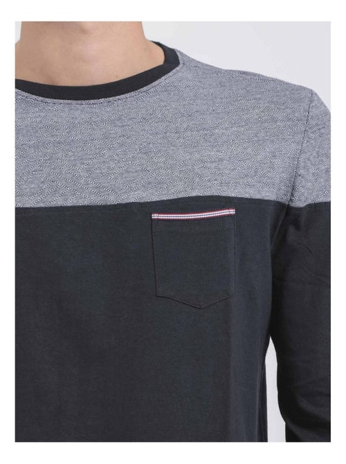 T-shirt manches longues col rond pur coton JUPINEL - Kiabi