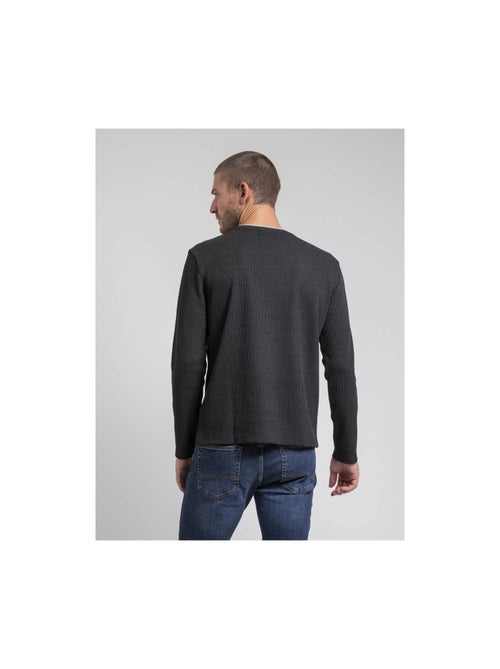 T-shirt manches longues col rond texturé JOVICTOR - Kiabi