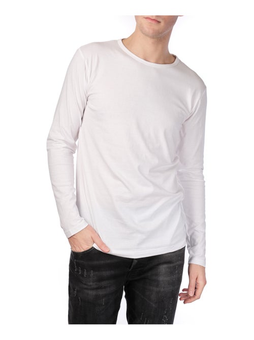 T-shirt manches longues col rond uni - Kiabi