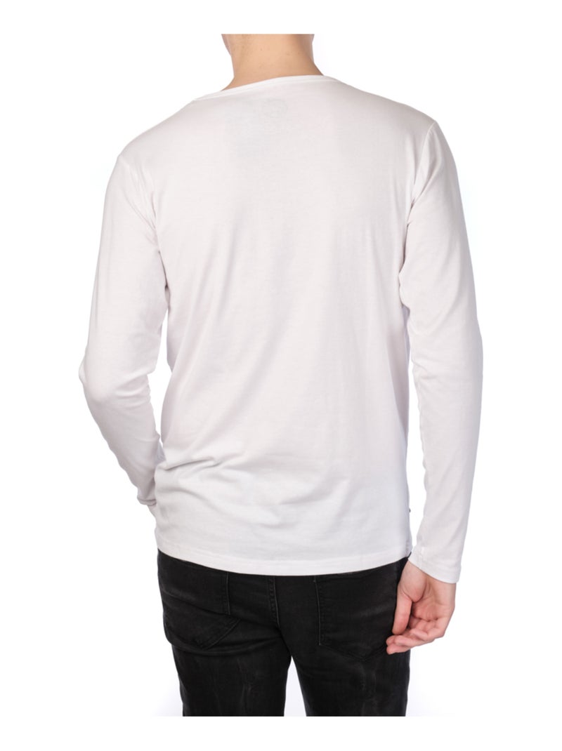 T-shirt manches longues col rond uni Blanc - Kiabi