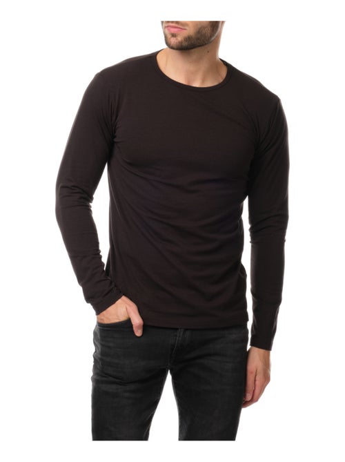 T-shirt manches longues col rond uni - Kiabi