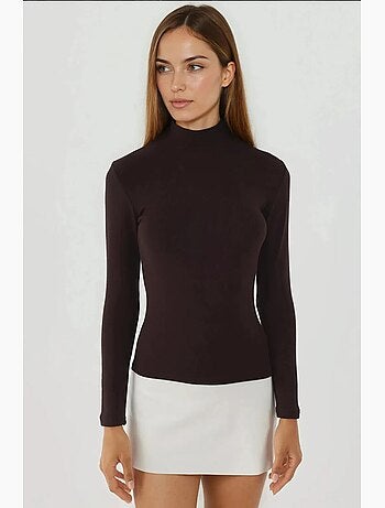 T-shirt manches longues col roulé doux en maille hiccup