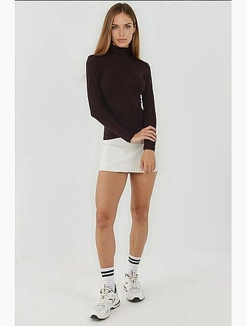T-shirt manches longues col roulé doux en maille hiccup