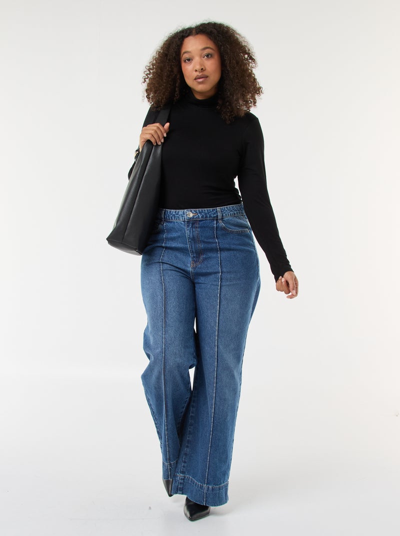 T-shirt manches longues col roulé uni Noir - Kiabi