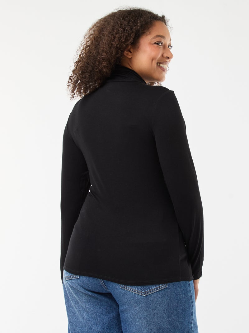 T-shirt manches longues col roulé uni Noir - Kiabi