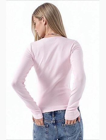T-shirt manches longues col v dentelle busem