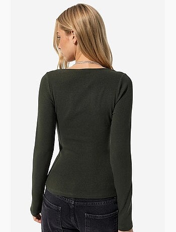 T-shirt manches longues col v dentelle busem