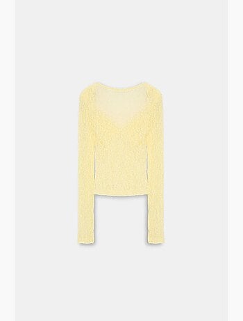 T-shirt manches longues col v dentelle dilvin
