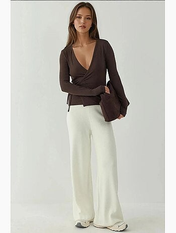 T-shirt manches longues col v doux en viscose hiccup