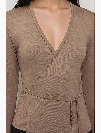 T-shirt manches longues col v doux en viscose hiccup