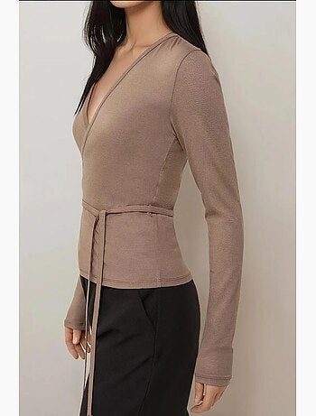T-shirt manches longues col v doux en viscose hiccup