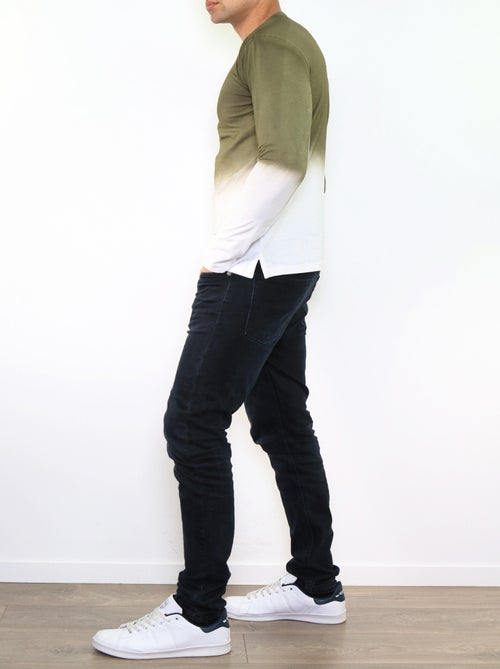 T-shirt manches longues col V tye and dye - Kiabi