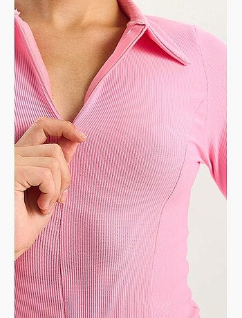 T-shirt manches longues col zippé ajusté lucci