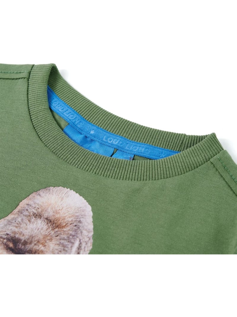 T-shirt manches longues coton à imprimé gorille - vidaxl Vert - Kiabi