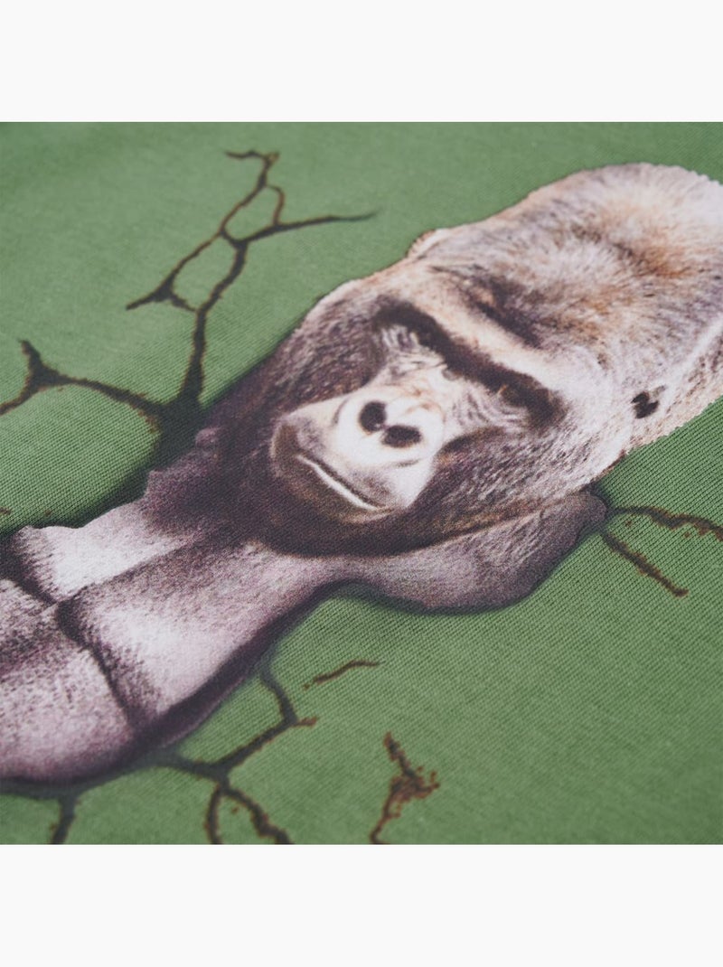 T-shirt manches longues coton à imprimé gorille - vidaxl Vert - Kiabi