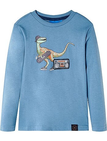 T-shirt manches longues coton avec imprimé dinosaure - vidaxl