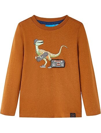 T-shirt manches longues coton avec imprimé dinosaure - vidaxl