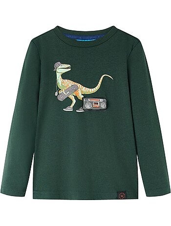 T-shirt manches longues coton avec imprimé dinosaure - vidaxl