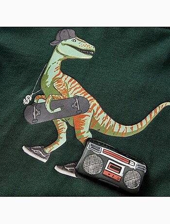 T-shirt manches longues coton avec imprimé dinosaure - vidaxl